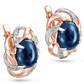 Серьги из золота KABAROVSKY с бриллиантом и звездчатым сапфиром K12-01087-1400 фото