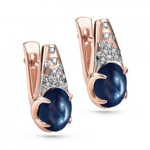 Серьги из золота KABAROVSKY с бриллиантом и звездчатым сапфиром K12-01100-1400 фото