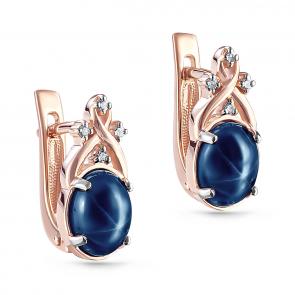 Серьги из золота KABAROVSKY с бриллиантом и звездчатым сапфиром K12-01218-1400 фото