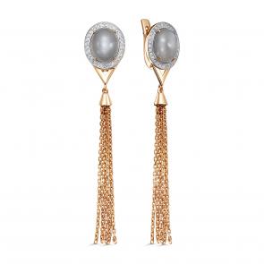 Золотые серьги KABAROVSKY с лунным камнем и бриллиантом K12-01447-8700 фото