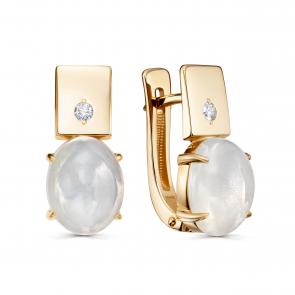 Золотые серьги KABAROVSKY с бриллиантом и перламутром K12-01592-6200 фото
