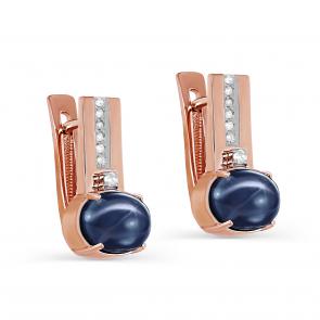 Серьги из золота KABAROVSKY с бриллиантом и звездчатым сапфиром K12-01715-1400 фото