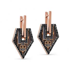 Золотые серьги KABAROVSKY с эмалью и чёрным бриллиантом K12-01766-3001 фото