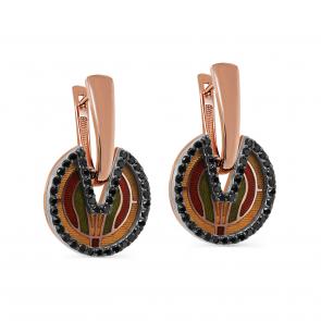 Золотые серьги KABAROVSKY с эмалью и чёрным бриллиантом K12-01767-2001 фото