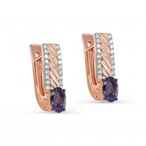 Золотые серьги KABAROVSKY с бриллиантом и иолитом K12-01794-21300 фото