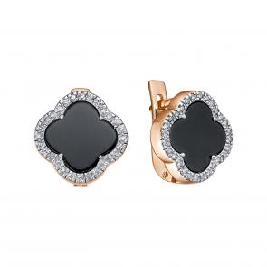 Золотые серьги KABAROVSKY с бриллиантом и ониксом K12-01932-6700 фото