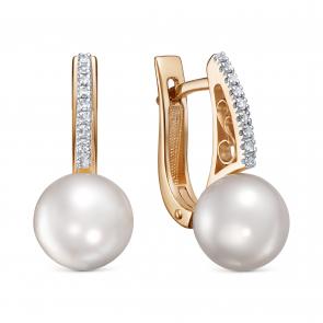 Золотые серьги KABAROVSKY с бриллиантом и жемчугом K12-01936-1500 фото