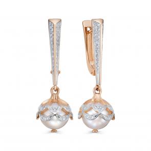 Золотые серьги KABAROVSKY с бриллиантом и жемчугом K12-02087-1500 фото