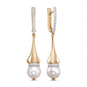 Золотые серьги KABAROVSKY с бриллиантом и жемчугом K12-02089-1500 фото
