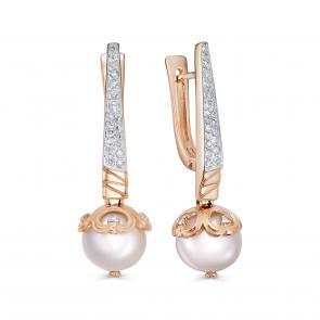 Золотые серьги KABAROVSKY с бриллиантом и жемчугом K12-02103-1500 фото