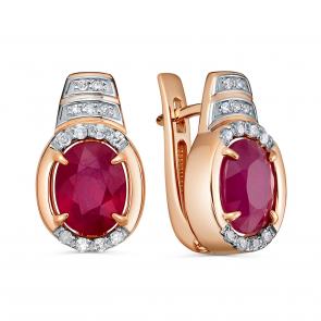 Золотые серьги KABAROVSKY с бриллиантом и рубином K12-02173-3489 фото