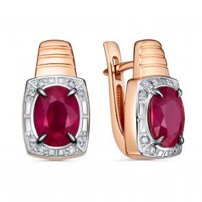 Золотые серьги KABAROVSKY с бриллиантом и рубином K12-02174-3489 фото