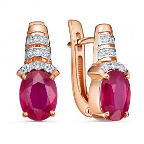 Золотые серьги KABAROVSKY с бриллиантом и рубином K12-02175-3489 фото