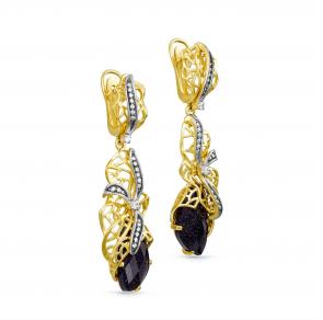 Серьги из лимонного серебра KABAROVSKY с Swarovski и авантюрином K12-034-1389 фото