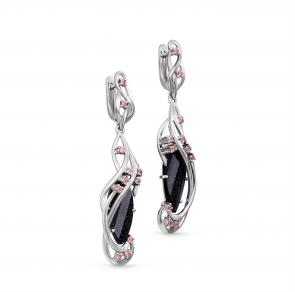 Серебряные серьги KABAROVSKY с Swarovski и авантюрином K12-035-1300 фото