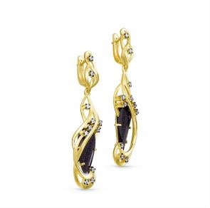 Серьги из лимонного серебра KABAROVSKY с Swarovski и авантюрином K12-035-1387 фото