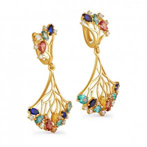 Серьги из лимонного серебра KABAROVSKY с фианитом и алпанитом K12-036-0187 фото