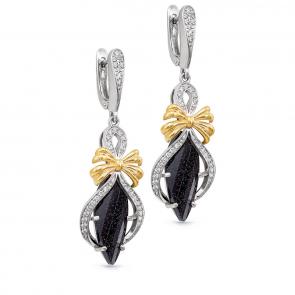 Серебряные серьги KABAROVSKY с фианитом и авантюрином K12-038-1384 фото