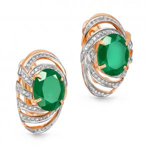 Золотые серьги KABAROVSKY с бриллиантом и ониксом K12-0451-1900 фото