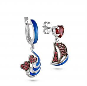 Серебряные серьги KABAROVSKY с родолитом и Swarovski K12-052-2107 фото