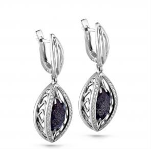 Серебряные серьги KABAROVSKY с Swarovski и авантюрином K12-067-1300 фото