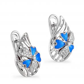 Серебряные серьги KABAROVSKY с фианитом и эмалью K12-069-7905 фото