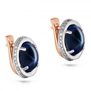 Серьги из золота KABAROVSKY с бриллиантом и звездчатым сапфиром K12-0717-1400 фото