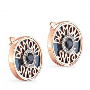 Золотые серьги KABAROVSKY с бриллиантом, сапфиром и эмалью K12-0750-1103 фото