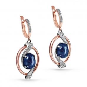 Серьги из золота KABAROVSKY с бриллиантом и звездчатым сапфиром K12-0751-1400 фото