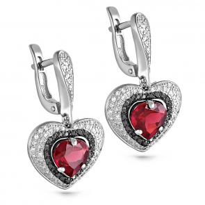 Серебряные серьги KABAROVSKY с фианитом и родолитом K12-077-2189 фото