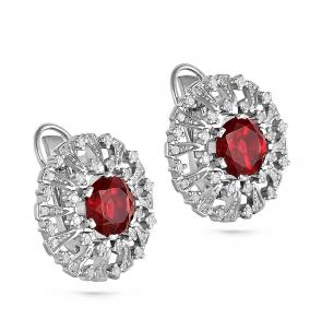 Серебряные серьги KABAROVSKY с фианитом и родолитом K12-080-2100 фото