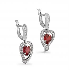 Серебряные серьги KABAROVSKY с родолитом и Swarovski K12-085-2100 фото