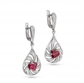 Серебряные серьги KABAROVSKY с родолитом и Swarovski K12-087-2100 фото
