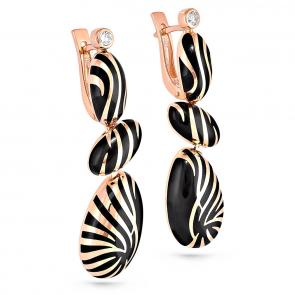 Золотые серьги KABAROVSKY с бриллиантом и эмалью K12-0967-1002 фото