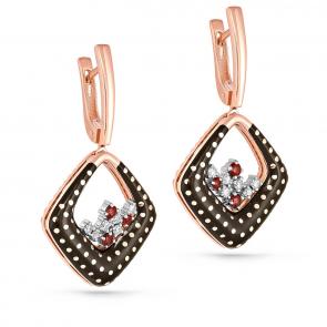 Золотые серьги KABAROVSKY с бриллиантом, эмалью и топазом Swarovski K12-0979-2502 фото
