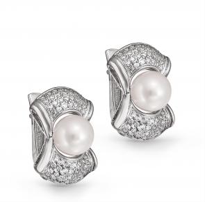 Серебряные серьги KABAROVSKY с жемчугом и Swarovski K12-098-1500 фото