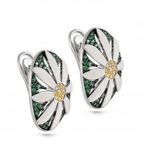 Серебряные серьги KABAROVSKY с фианитом и эмалью K12-107-0110 фото
