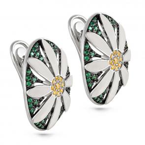 Серебряные серьги KABAROVSKY с фианитом и эмалью K12-107-0910 фото
