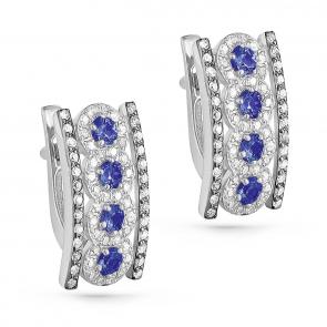 Серьги из белого золота KABAROVSKY с бриллиантом и сапфиром K12-11027-1100 фото