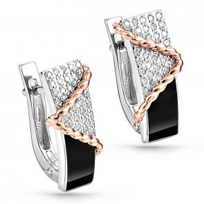 Серьги из белого золота KABAROVSKY с бриллиантом и эмалью K12-11059-1002 фото