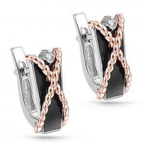 Серьги из белого золота KABAROVSKY с бриллиантом и эмалью K12-11060-1002 фото