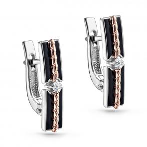Серьги из белого золота KABAROVSKY с бриллиантом и эмалью K12-11061-1002 фото