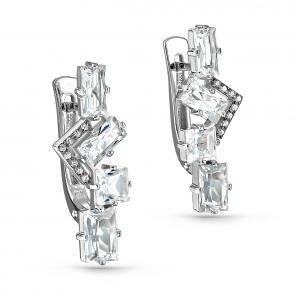 Серьги из белого золота KABAROVSKY с бриллиантом и горным хрусталём K12-11124-5500 фото