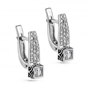 Серьги из белого золота KABAROVSKY с бриллиантом и эмалью K12-11201-1002 фото