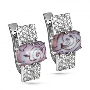 Серьги из белого золота KABAROVSKY с бриллиантом и финифтью K12-11269-1022 фото