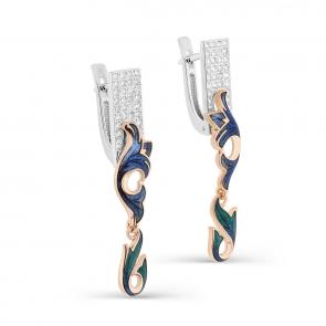Серьги из белого золота KABAROVSKY с бриллиантом и эмалью K12-11290-1001 фото