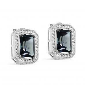 Серьги из белого золота KABAROVSKY с бриллиантом и Лондон топазом K12-11429-2300 фото