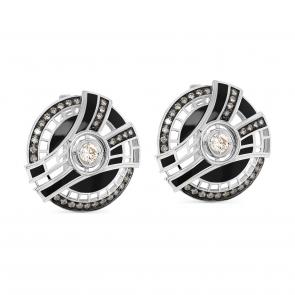 Серьги из белого золота KABAROVSKY с бриллиантом и эмалью K12-11559-9202 фото