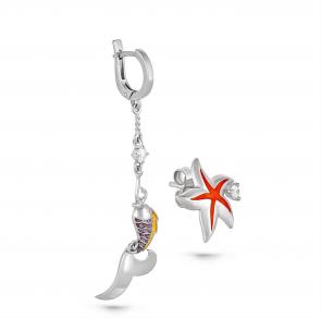 Серебряные серьги KABAROVSKY с эмалью и Swarovski K12-117-8101 фото