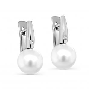 Серьги из белого золота KABAROVSKY с бриллиантом и жемчугом K12-11709-1500 фото
